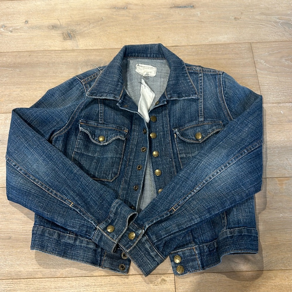Current Elliott Snap Button Crop Denim Jacket